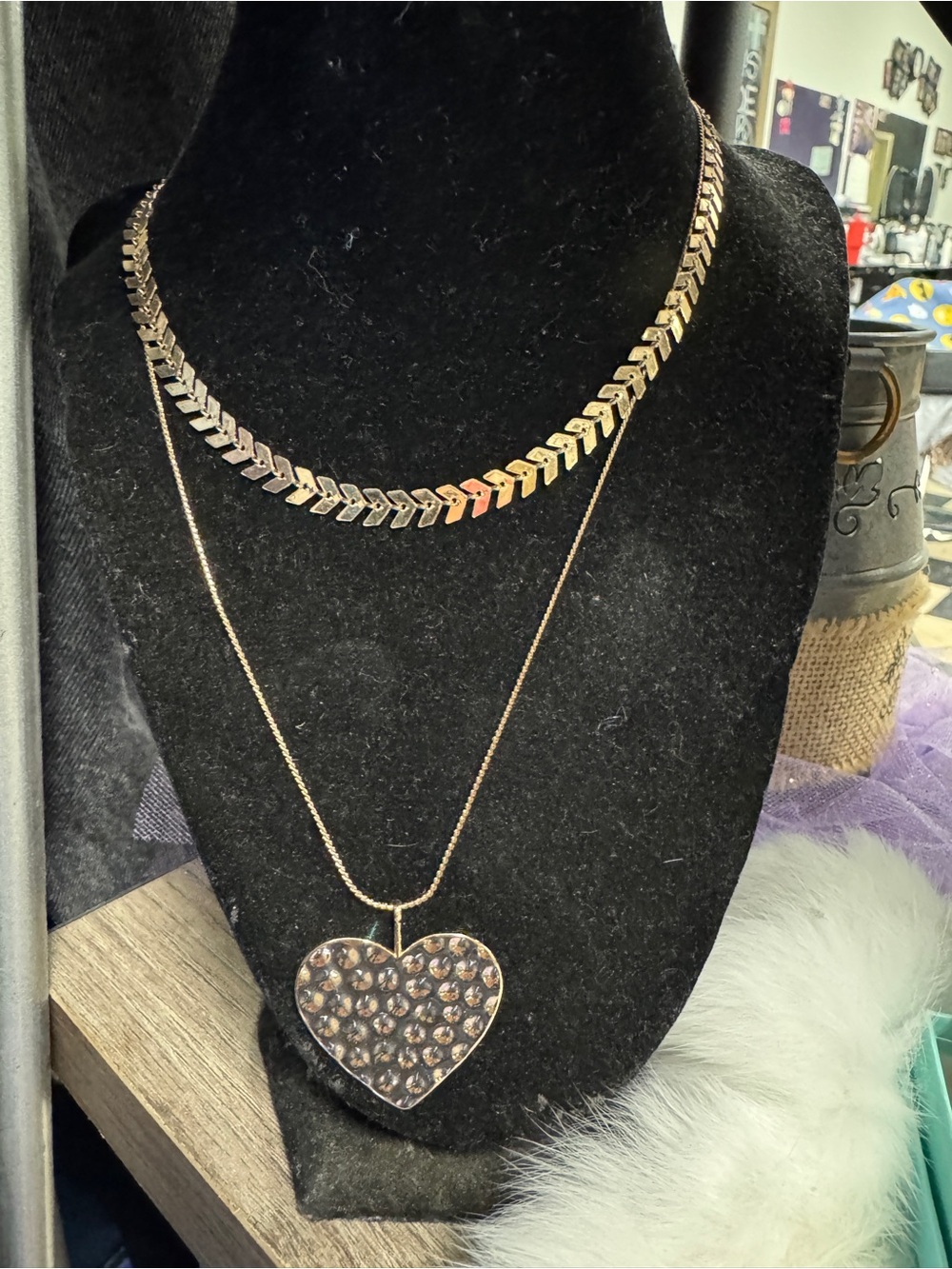 Layered Gold-Tone Heart Pendant Necklace Set